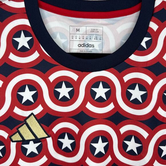 NWT Adidas x Marvel Captain America MLS Soccer Jersey Mens Size Medium (HT3237) - Picture 2 of 6